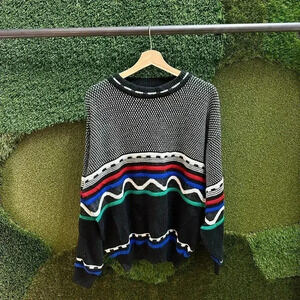 Vintage Entourage Textured Abstract Sweater Large